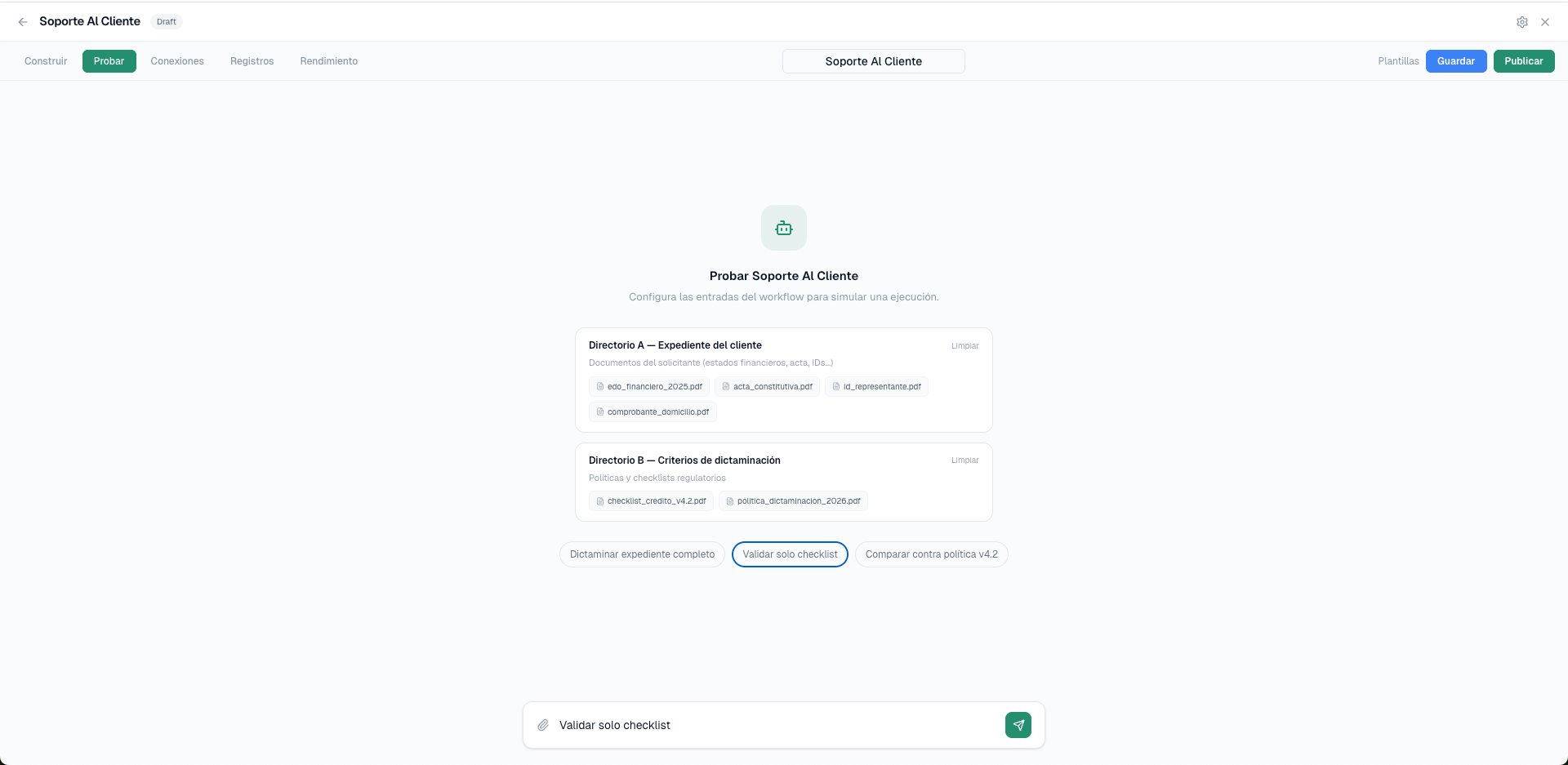 Visual workflow builder with LLM, Agent, Conditional, Human Review nodes